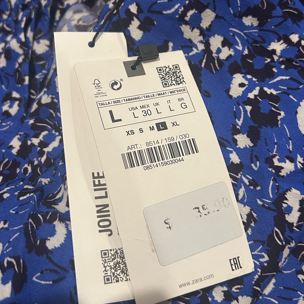 ZARA Floral Print Wrap Skirt with Hem Ruffle Size Large NWT - Picture 3 of 3